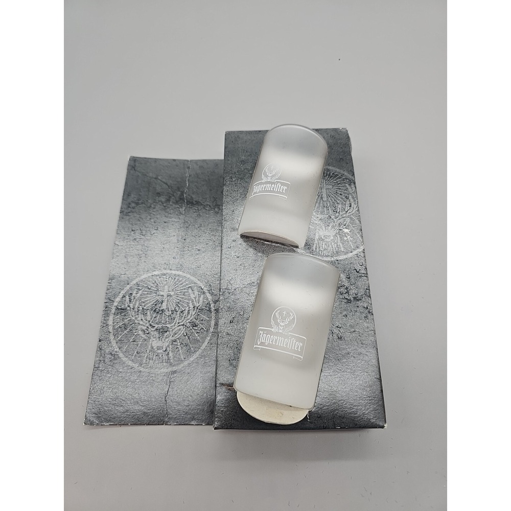 jagermeister shot glasses frosted Lot Of 2‎ With Box